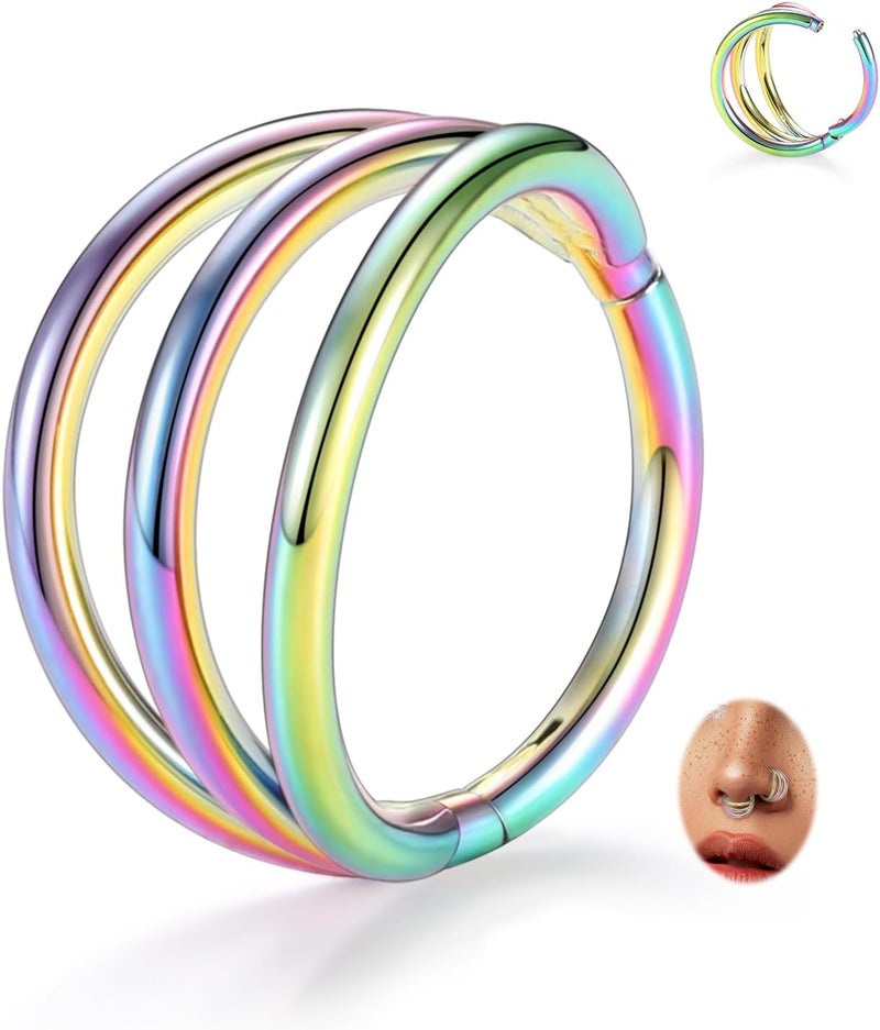 FUNLMO Store 316L Surgical Steel Nose Hoop Septum Conch Piercing Jewelry Cartilage Daith Helix Tragus Rook Lobe Earring Triple/Double Nose Lip Ring 20G 18G 16G - Image 1